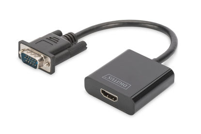 Picture of Digitus VGA Graphic Audio Adapter, VGA + 3.5 mm Jack to HDMI, Full HD 60 Hz, 1920 x 1080 Pixels, Black