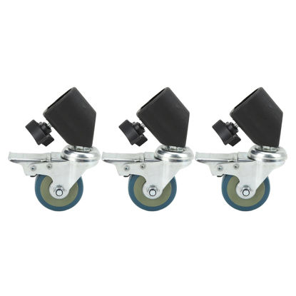 Picture of 3pcs 22mm Swivel Caster Wheels Set with Brake for Photography Light Stand Studio Photo Video Shooting Locking Caster Set