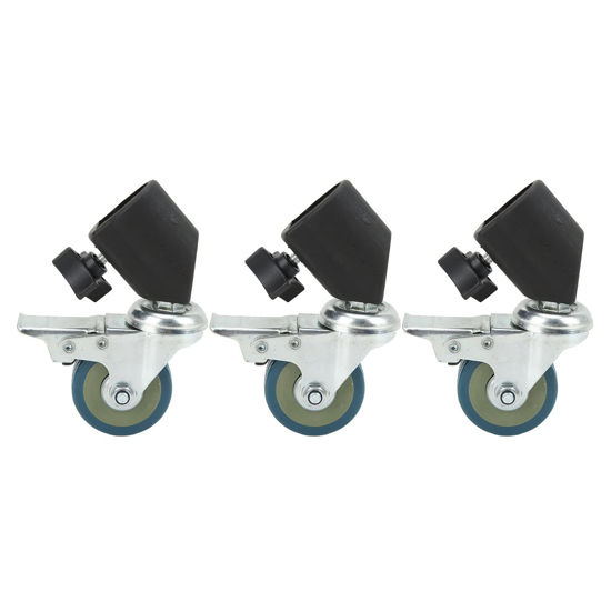 Picture of 3pcs 22mm Swivel Caster Wheels Set with Brake for Photography Light Stand Studio Photo Video Shooting Locking Caster Set