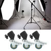 Picture of 3pcs 22mm Swivel Caster Wheels Set with Brake for Photography Light Stand Studio Photo Video Shooting Locking Caster Set