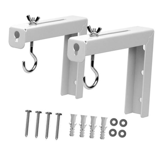 Picture of UKCOCO 2pcs Projector Screen Wall Mount Sticky Curtain Rod Holders for Wall Projector Mount Ceiling Mount for Projector Ceiling Projector Hanger Metal Office White Wall-Mounted