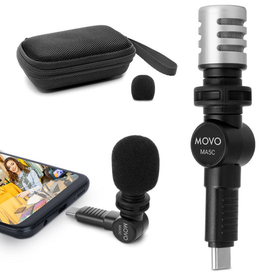 Picture of Movo MA5C External USB C Microphone for Type-C Devices - Condenser Shotgun Mic for Video Recording, Voiceover, Interview, Travel, Vlogging, Youtube