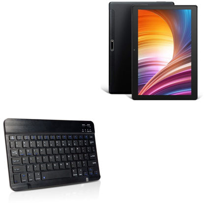 Picture of BoxWave Keyboard Compatible with Dragon Touch Max10 Tablet - SlimKeys Bluetooth Keyboard, Portable Keyboard with Integrated Commands for Dragon Touch Max10 Tablet - Jet Black