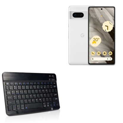 Picture of BoxWave Keyboard Compatible with Google Pixel 7 Pro - SlimKeys Bluetooth Keyboard, Portable Keyboard with Integrated Commands - Jet Black