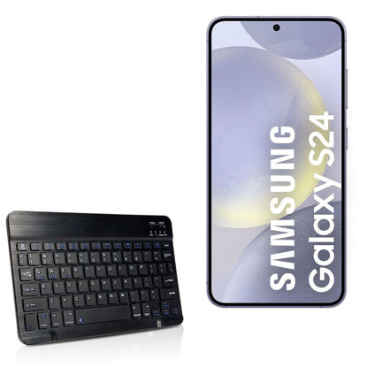 Picture of BoxWave Keyboard Compatible with Samsung Galaxy S24 - SlimKeys Bluetooth Keyboard, Portable Keyboard with Integrated Commands - Jet Black