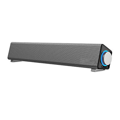 Picture of Computer Speakers, Wired Computer Sound Bar, Stereo USB Powered Mini Soundbar Speaker for PC Tablets Desktop Cellphone Laptop, Silver