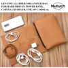 Picture of NUTUCH Leather Tech Pouch for Cables Chargers Phone | Tech Bag | Zipper Travel Accessory Pouch | Electronic Organizer Case Travel Bag (Tan)