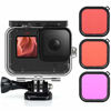 Picture of QKOO for GoPro Hero 11 10 9 Black Underwater Waterproof Housing Case + Red/Pink/Purple Diving Filter for Gopro Hero 9 10 11 Black Accessory