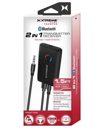 Picture of Xtreme 2-in-1 Bluetooth Transmitter & Receiver Adapter, Transmitter Mode Connects Non-Bluetooth Devices to Bluetooth Speakers, Receiver Mode Links Bluetooth Devices to Non-Bluetooth Speakers