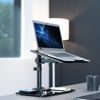 Picture of VIVO Free Standing Single Laptop Desk Stand with Sleek Glass Base, Adjustable Arm with Ventilated Notebook Tray, Fits up to 17 inch Laptops, Black, STAND-V001FGL