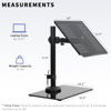 Picture of VIVO Free Standing Single Laptop Desk Stand with Sleek Glass Base, Adjustable Arm with Ventilated Notebook Tray, Fits up to 17 inch Laptops, Black, STAND-V001FGL