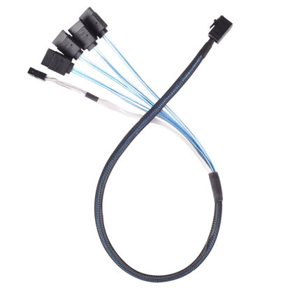 Picture of SilverStone Technology SFF-8643 to SATA7-Pin with Sideband Mini SAS HD Cable (CPS05)