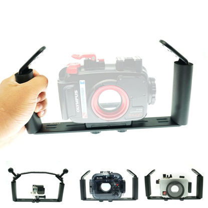 Picture of nitescuba Underwater Handle Tray Bracket Aluminum Alloy Dual Handheld Video Light Stabilizer Tray for Camera housing，Handle Grip for gopro Set up Works for Hero 10,Action Camera
