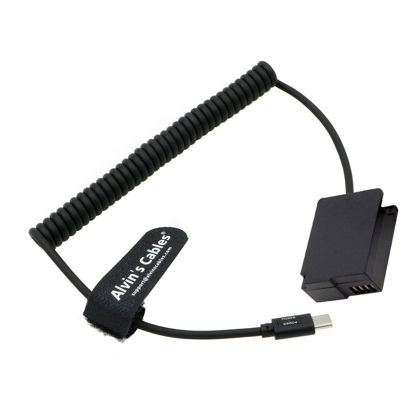 Picture of Alvin's Cables DMW-DCC8 Dummy Battery to PD USB-C Coiled Power Cable Replace DMW-BLC12 Power Adapter for Panasonic Lumix DMC-G5 G6 G7 GX8 G80 G81 G85 GH2 DMC-FZ200 FZ300 FZ1000 FZ2000 FZ2500 Cameras