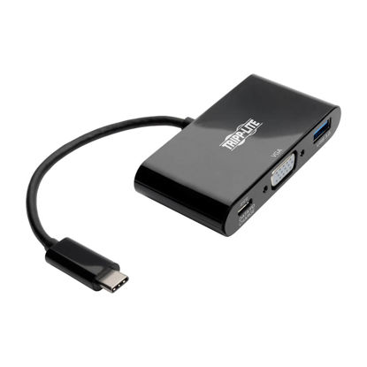 Picture of Tripp Lite USB C to VGA Multiport Adapter w/ USB-A Hub & PD Charging 1080p, USB 3.1 Gen 1, Thunderbolt 3 Black (U444-06N-VUB-C)