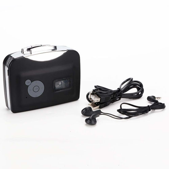 Picture of Portable Cassette to MP3 Converter with Headphones, Transfer Cassettes Tapes to USB Flash Drive in MP3 Format, Plug and Play