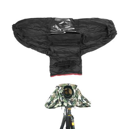 Picture of FoRapid Deluxe Professional Camera Rain Cover Rain Jacket Raincoat Waterproof Rain Cover Protective Cover Sleeve for Canon Nikon Sony Panasonic Pentax Olympus Fuji DSLR with Long Lens Black