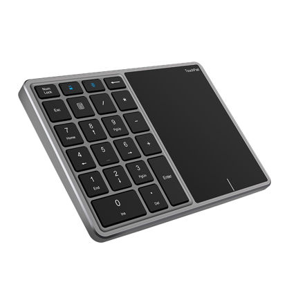 Picture of Sanpyl Wireless Numeric Keypad, 2.4G Wireless Bluetooth Number Pad Type C Numpad Keypad with Touchpad, Bluetooth 2.4G Wireless Dual Mode Laptop Keypad, for PC Desktop, Laptop, Notebook