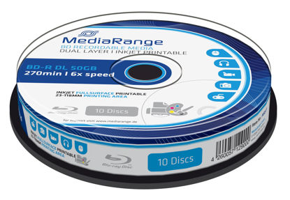 Picture of MediaRange BD-R 50GB Printable MR509 Single Side, Double Layer, Color White