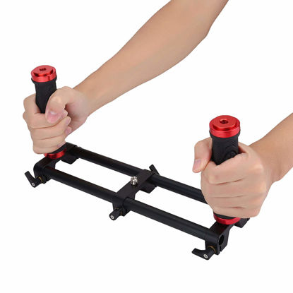 Picture of Dual Handle Grip Professional Handle Camera Stabilizers Camera Dual Grip Extender Handle Gimbal Stabilizer Rig Accessory with 1/4 and 3/8 Screw Hole