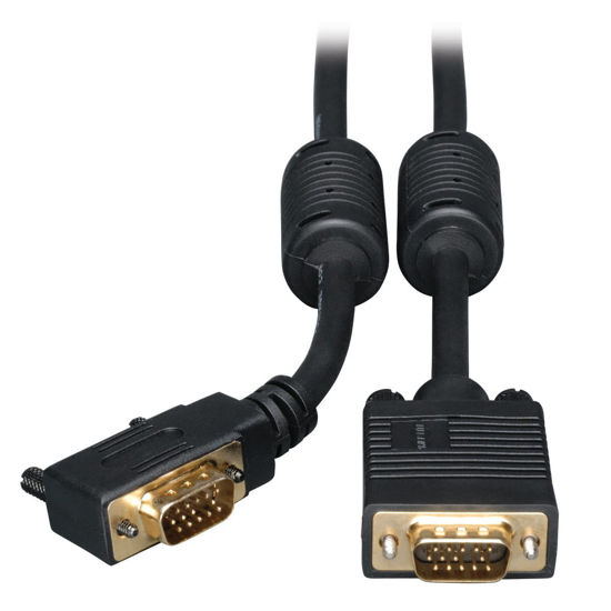 Picture of Tripp Lite VGA Coax Right Angle Monitor Cable High Resolution cable with RGB coax (HD15 M/M) , Black ,10-ft.(P502-010-RA)
