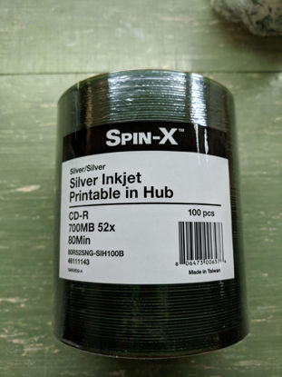 Picture of Spin-X 100 52x CD-R 80min 700MB Silver Inkjet Hub Printable