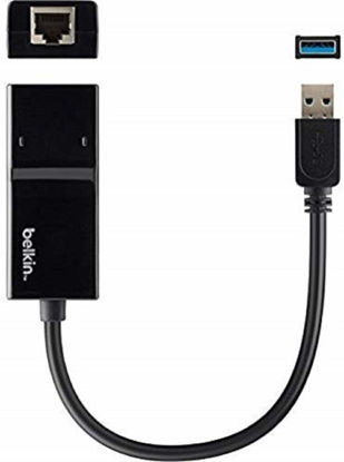 Picture of Belkin USB 3.0 To Gigabit Ethernet Adapter - USB 3.0 to Ethernet Cable Compatible With USB 3.0 Ports Devices - 1 Gbps Gigabit Ethernet - Supports 10/100/1000Mbps On USB 3.0 Ports