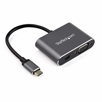 Picture of StarTech.com USB C Multiport Video Adapter - USB-C to 4K 60Hz Mini DisplayPort 1.2 or 1080p VGA Monitor Adapter - USB Type-C 2-in-1 MDP HBR2 HDR/VGA Display Converter - TB3 Compatible (CDP2MDPVGA)