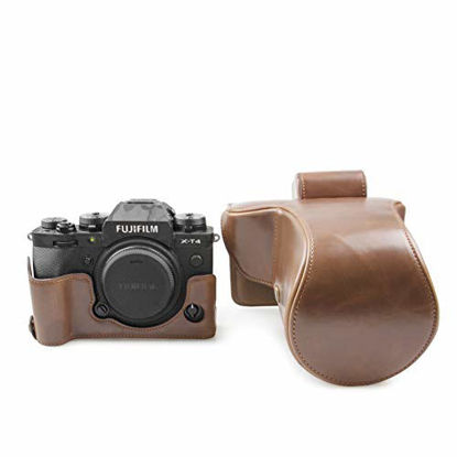 Picture of MUZIRI KINOKOO Camera Case for Fuji X-T4 and 16-80mm/18-55mm/18-135mm/10-24mm/16-50mm Lens, Fujifilm X-T4 Protective Case with Shoulder Strap and Storage Bag-Coffee
