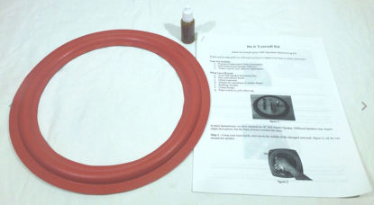 Picture of (2) Two New 12" Speaker Foam Surrounds(Cerwin Vega Red) with Instructions & Glue.