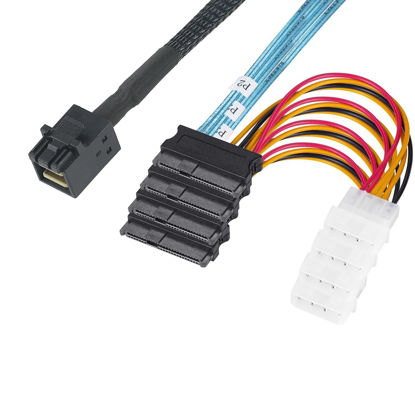 Picture of Heretom 2PCS SFF-8643 Internal Mini SAS HD to 4X 29pin SFF-8482 connectors Power Port 12GB/S Cable 1M