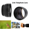 Picture of Telephoto Lens, 49MM 2X Magnification HD Telephoto Lens, Aluminum Alloy Teleconverter Lens for 49mm Camera Lens and 62mm Filter