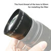 Picture of Telephoto Lens, 49MM 2X Magnification HD Telephoto Lens, Aluminum Alloy Teleconverter Lens for 49mm Camera Lens and 62mm Filter