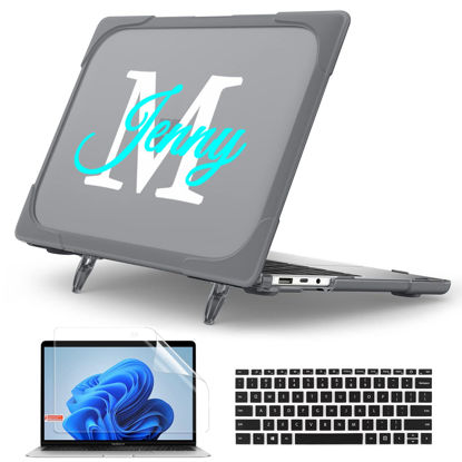 Picture of Batianda Customizable Case for 13.5" Microsoft Surface Laptop 5 4 3 with Metal Palm Rest,Heavy Duty Shockproof Protective Hard Shell Cover with Fold Kickstand & Keyboard Cover Screen Protector
