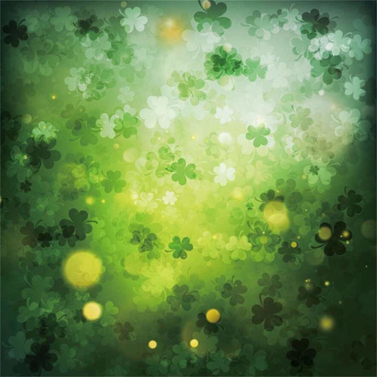 Picture of AOFOTO 8x8ft Happy St Patrick's Day Background Abstract Lucky Clovers Photography Backdrop Holiday Party Decoration Luck Shamrock Leprechaun Green Leaf Photo Studio Props Portrait Vinyl Wallpaper