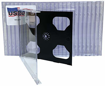 Picture of USDISC CD Jewel Cases Standard 10.4mm, Double 2 Disc, Black, Pack of 50
