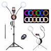 Picture of AW 7INCH RGB Dual LED Ring Light 12 Light Modes 3200-6500K Remote Control with Tripod Stand Mirror Phone Holder Easy Setup for Live Stream Makeup Tiktok
