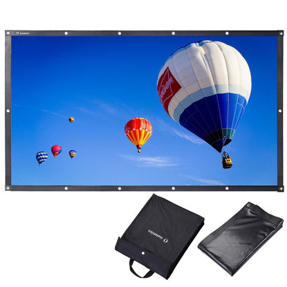 Picture of Instahibit 84" 16:9 Foldable Projector Screen Portable Outdoor Backyard Movie Screen Front Projection Screen PVC 3D 4K HD Indoor Home Theater Camping with Carry Bag