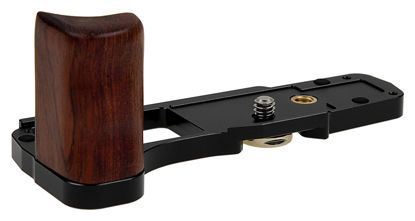 Picture of Deluxe Metal Camera Hand Grip for Olympus OM-D E-M10 Mark IV MILC MFT Camera with Wooden Accent and Battery Access