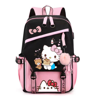 Picture of CUSALBOY Fashion Trend Backpack Anime Cosplay Laptop Backpack With USB and Cute Cartoon Pattern (pink 1) (pink 1)