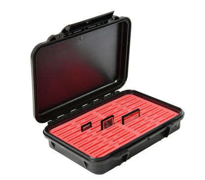Picture of Waterproof Dust-Proof 48 SD / 36 CF, CFxpress or XQD High Capacity Professional Memory Card Protective Case EL4836MR Red Foam on Black Hard Case