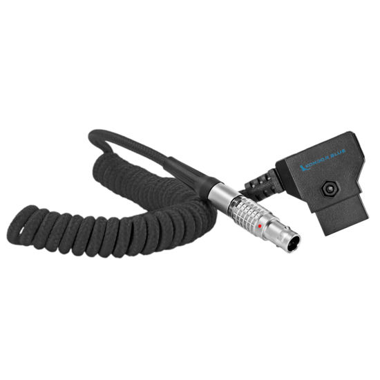 Picture of KONDOR Blue D-TAP to LEMO 2 Pin 0B Male Coiled Power Cable | Compatible with Pyxis, Teradek, Bolt, Z CAM, EVF, ARR,I RED, Paralinx, Preston, Switronix, SmallHD, and More | Black