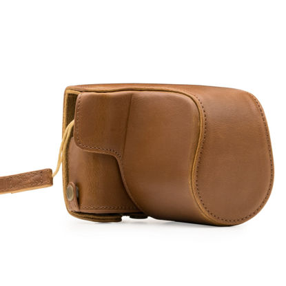 Picture of MegaGear Canon EOS M100, M200 (15-45mm) Ever Ready Leather Camera Case and Strap, with Battery Access - Light Brown - MG1327