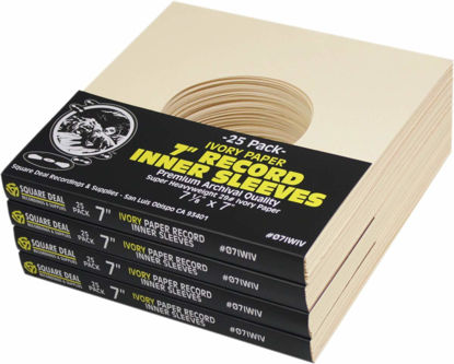 Picture of (100) 7" 45rpm Ivory Vinyl Record Inner Sleeves - Archival Quality, Super Heavyweight 29# Paper with Hole - 07IWIV