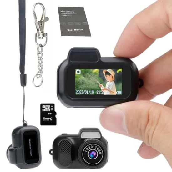 Picture of Gsnagole Keychain Camera, World's Smallest 1080P Hd Mini Camera llavero,Keychain Photo/Video Camera, Retro Portable Mini，100 Mins Battery Life, for Students, Kids (32G)