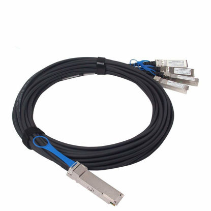 Picture of 10Gtek 100G QSFP28 to 4X 25G SFP28 Breakout DAC Passive Direct Attach Copper Twinax Cable for Cisco QSFP-4SFP25G-CU0.5M, Ubiquiti, Arista, Supermicro and More, 0.5-Meter(1.6ft)