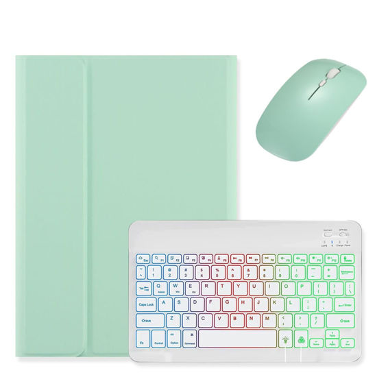 Picture of kaidisen Backlit Keyboard Case Mouse Compatible with iPad Pro 11 inch M4 2024 Keyboard with 7 Colors Backlight and Bluetooth Mouse Magnetic Detachable Keyboard Cover,Mint Green