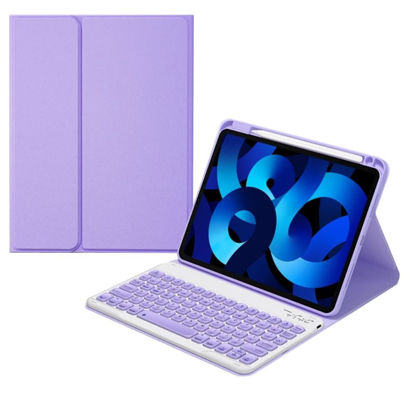 Picture of kaitesi Keyboard Case for iPad Air 11 inch M2/ iPad Air 5th Generation 2022/Air 4th Gen 2020 10.9 Inch, Concave Keys Detachable Keyboard Cover Support Pencil Charging,Purple