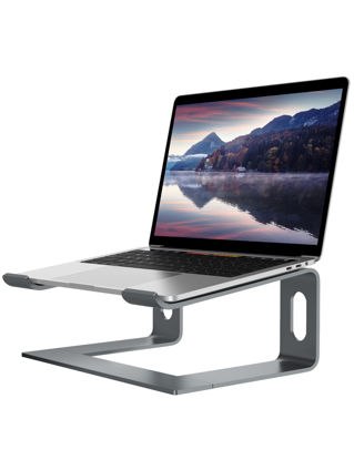 Picture of ALASHI Laptop Stand for Desk, Aluminum Computer Riser, Ergonomic Notebook Holder, Detachable Metal Laptops Elevator, PC Cooling Mount Support 10 to 15.6 Inches Notebook, Grey
