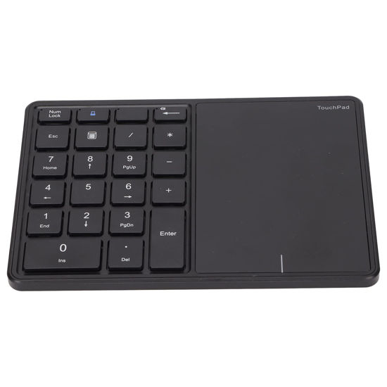 Picture of PUSOKEI BT5.0 Numeric Keypad, 22 Keys USB C Number Pads Keyboard, 2.4G Wireless Number Keyboard Extensions Keyboard with Touchpad for Win, for iOS, for Android, for OS X System(Black)